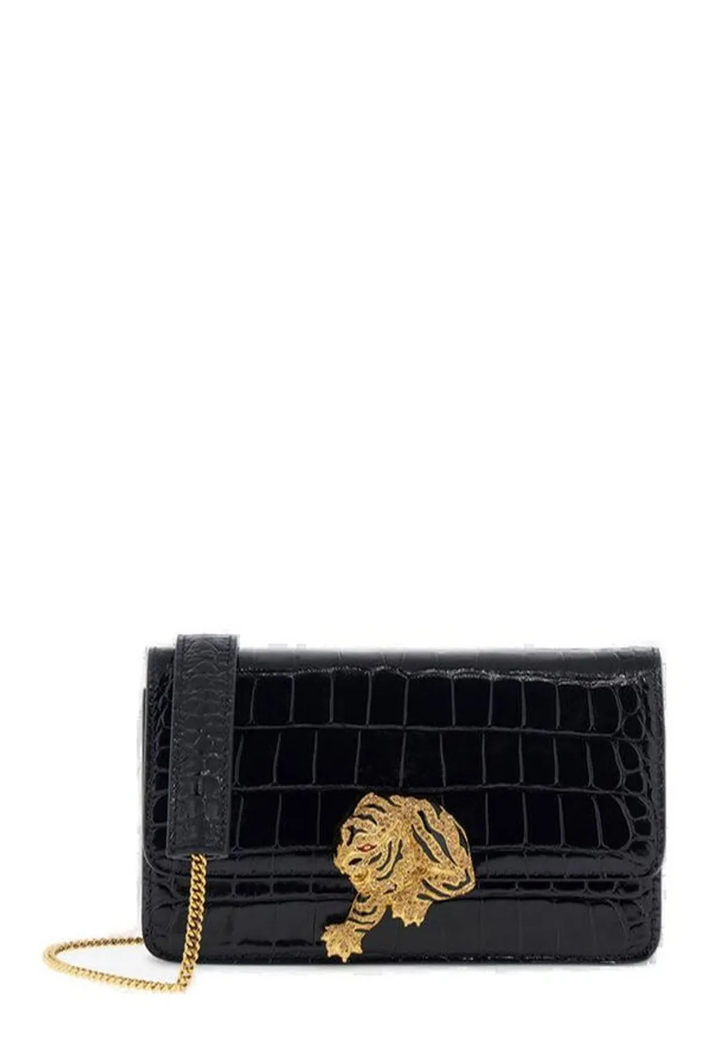 Roberto Cavalli Tiger Plaque Embossed Crossbody Bag