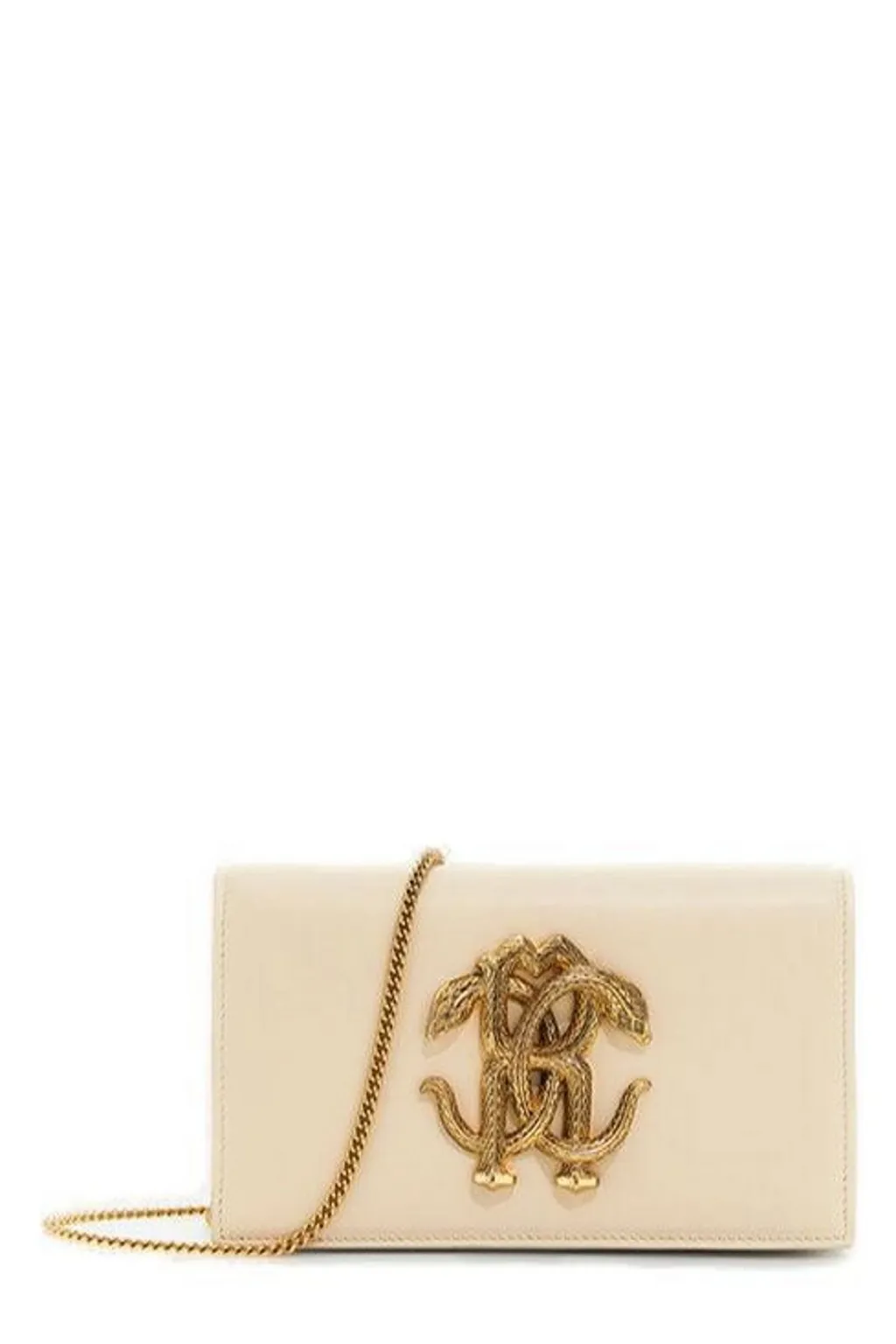 Roberto Cavalli Monogram Mirror Snake Shoulder Bag