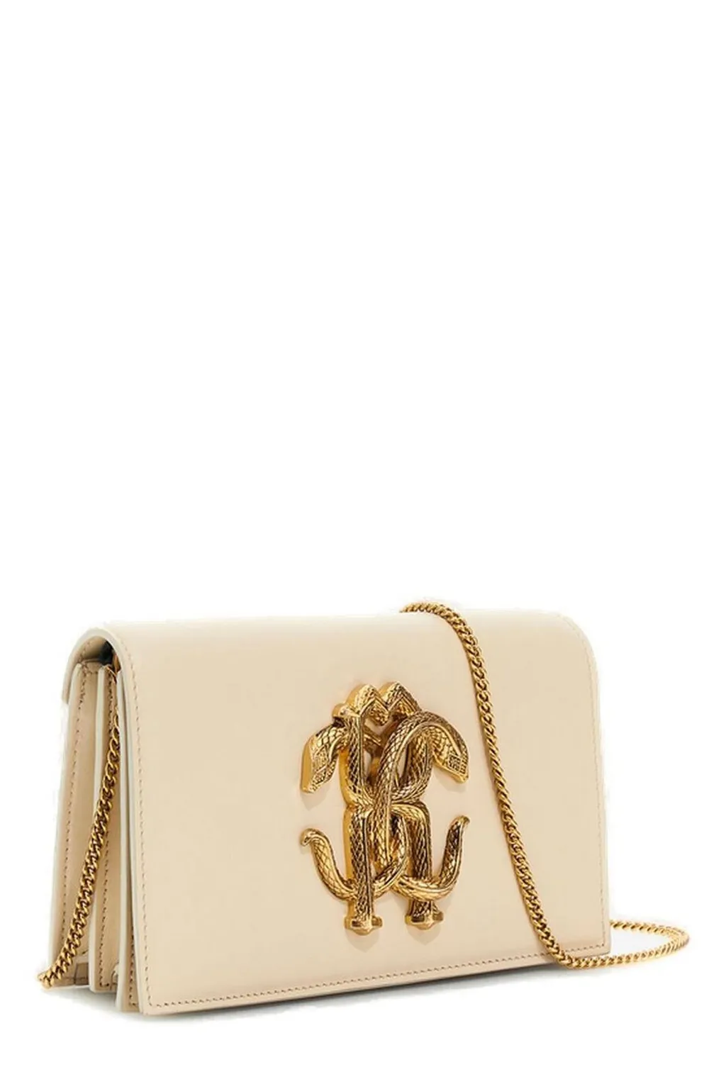 Roberto Cavalli Monogram Mirror Snake Shoulder Bag