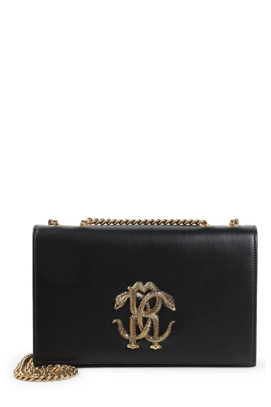 Roberto Cavalli Monogram Mirror Snake Shoulder Bag