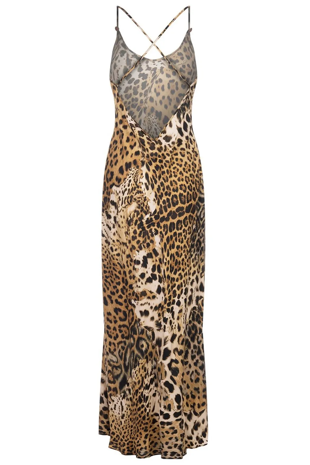 Roberto Cavalli Leopard Printed V-Neck Dress