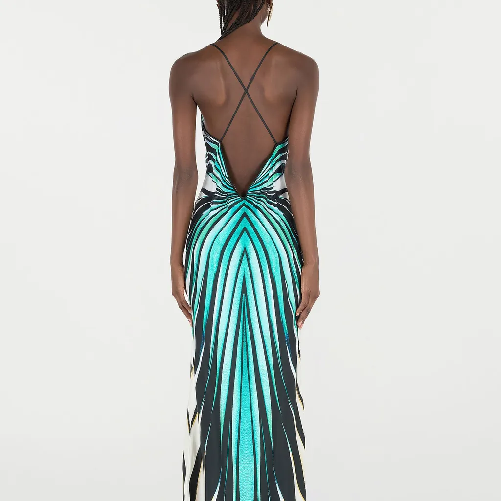 Roberto Cavalli Sea Print Silk Maxi Dress