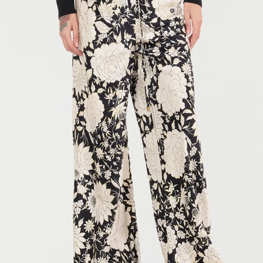 Roberto Cavalli Floral Print Silk Trousers