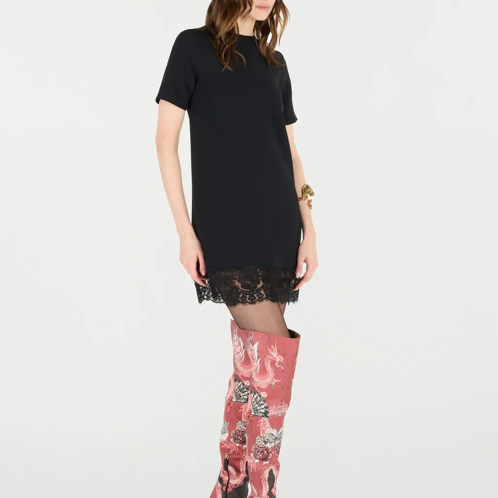 Roberto Cavalli Mini Dress With Lace Trim