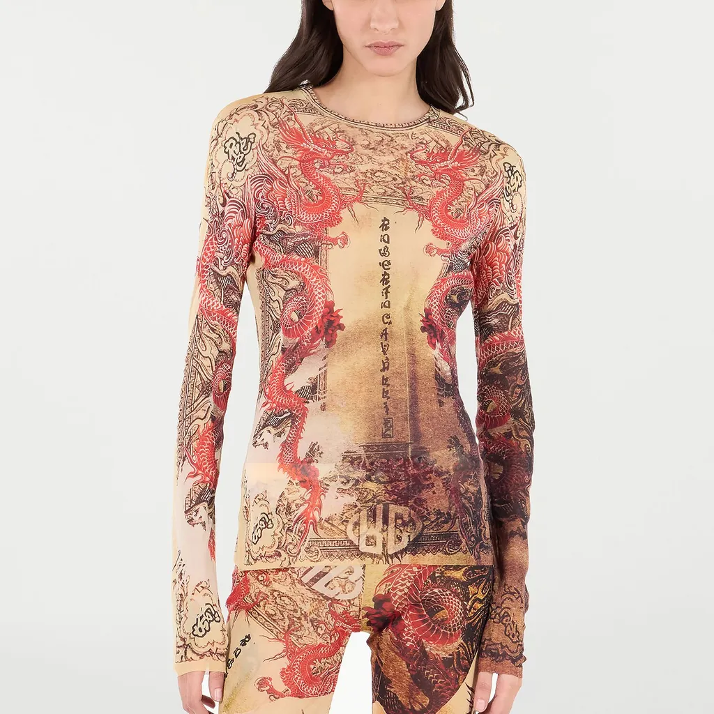 Roberto Cavalli Long Sleeve Top With Graphic Print