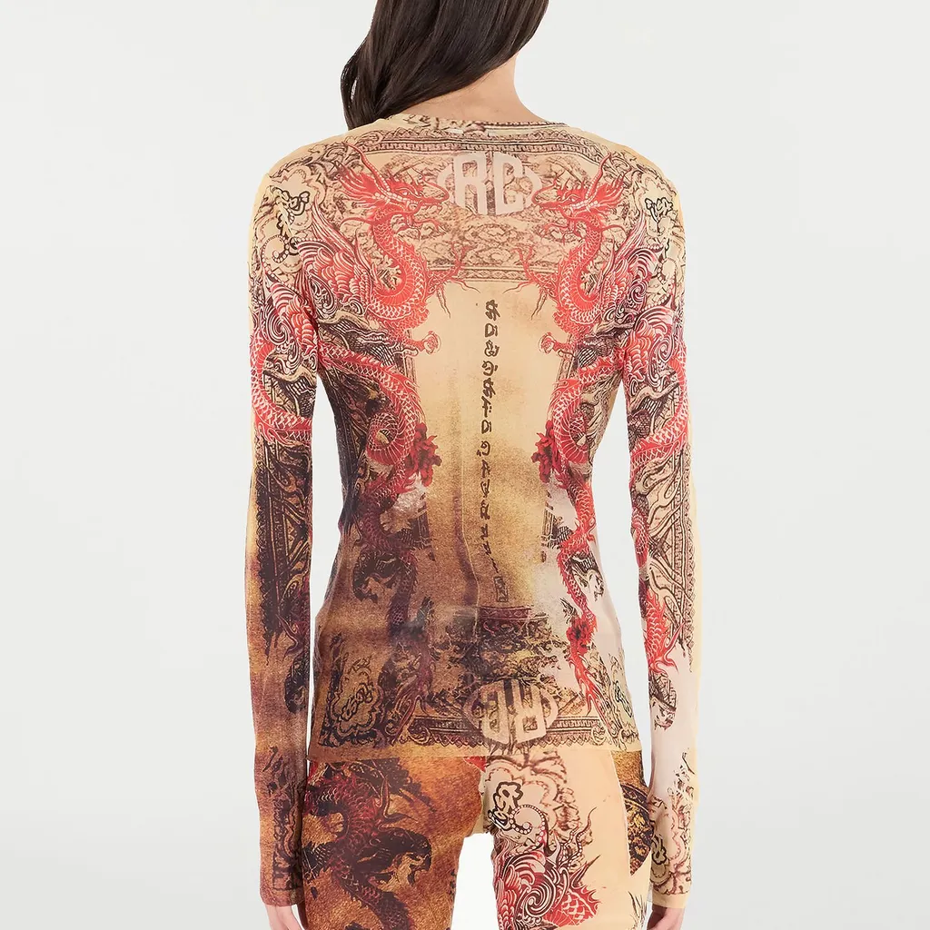 Roberto Cavalli Long Sleeve Top With Graphic Print