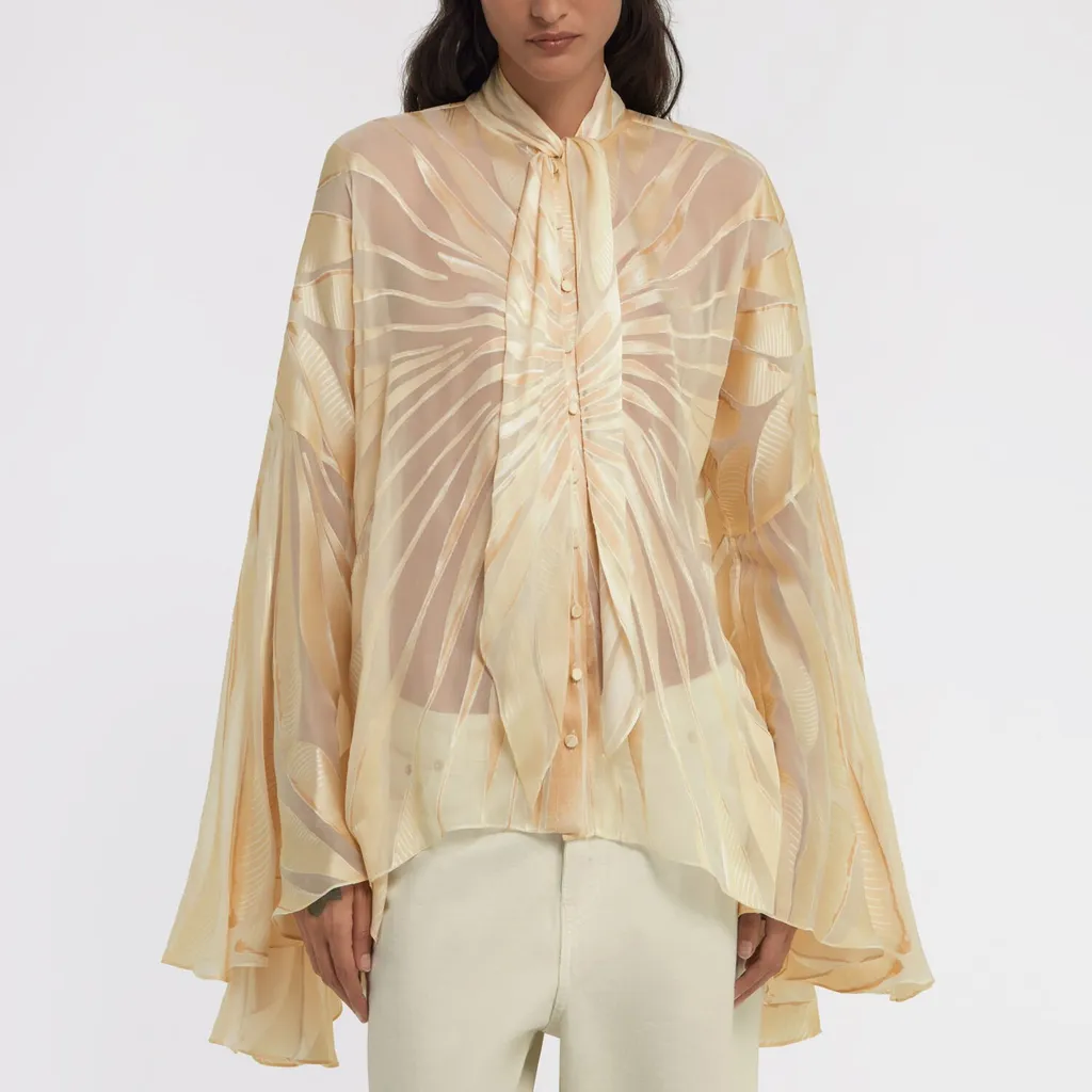 Roberto Cavalli Ray Of Gold Print Satin Top