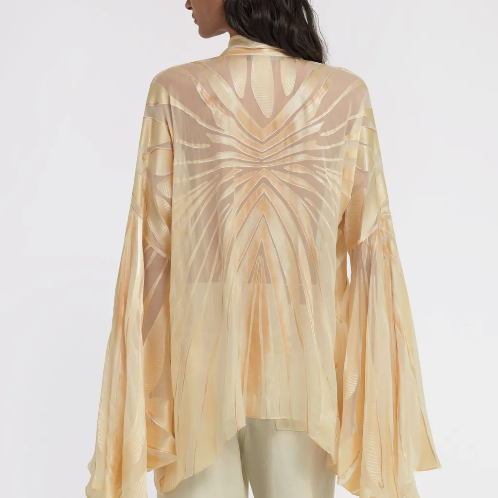 Roberto Cavalli Ray Of Gold Print Satin Top