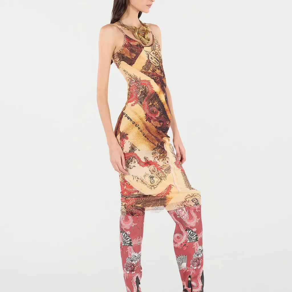Roberto Cavalli Sheath Dress With Graphic Print