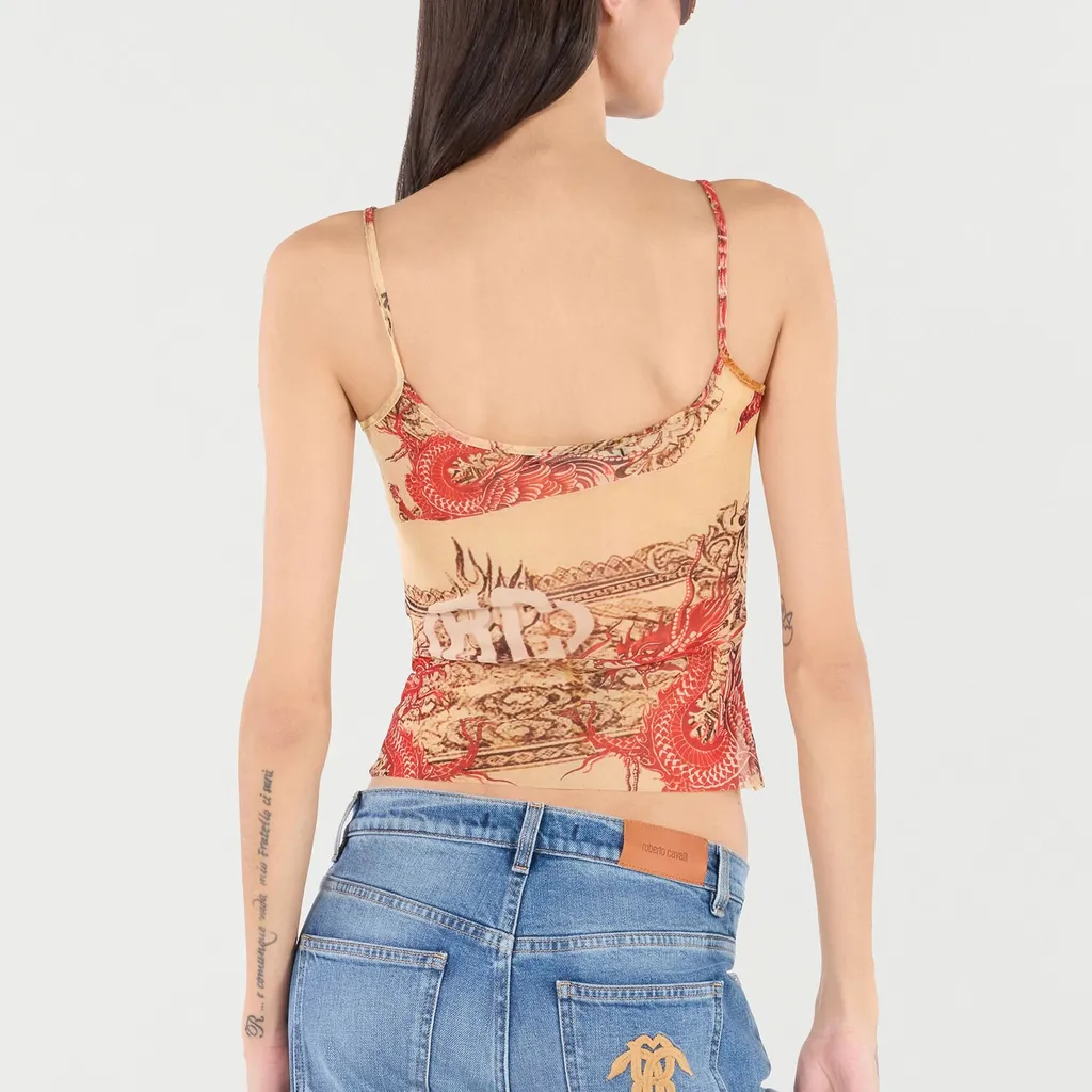 Roberto Cavalli Spaghetti Strap Printed Top
