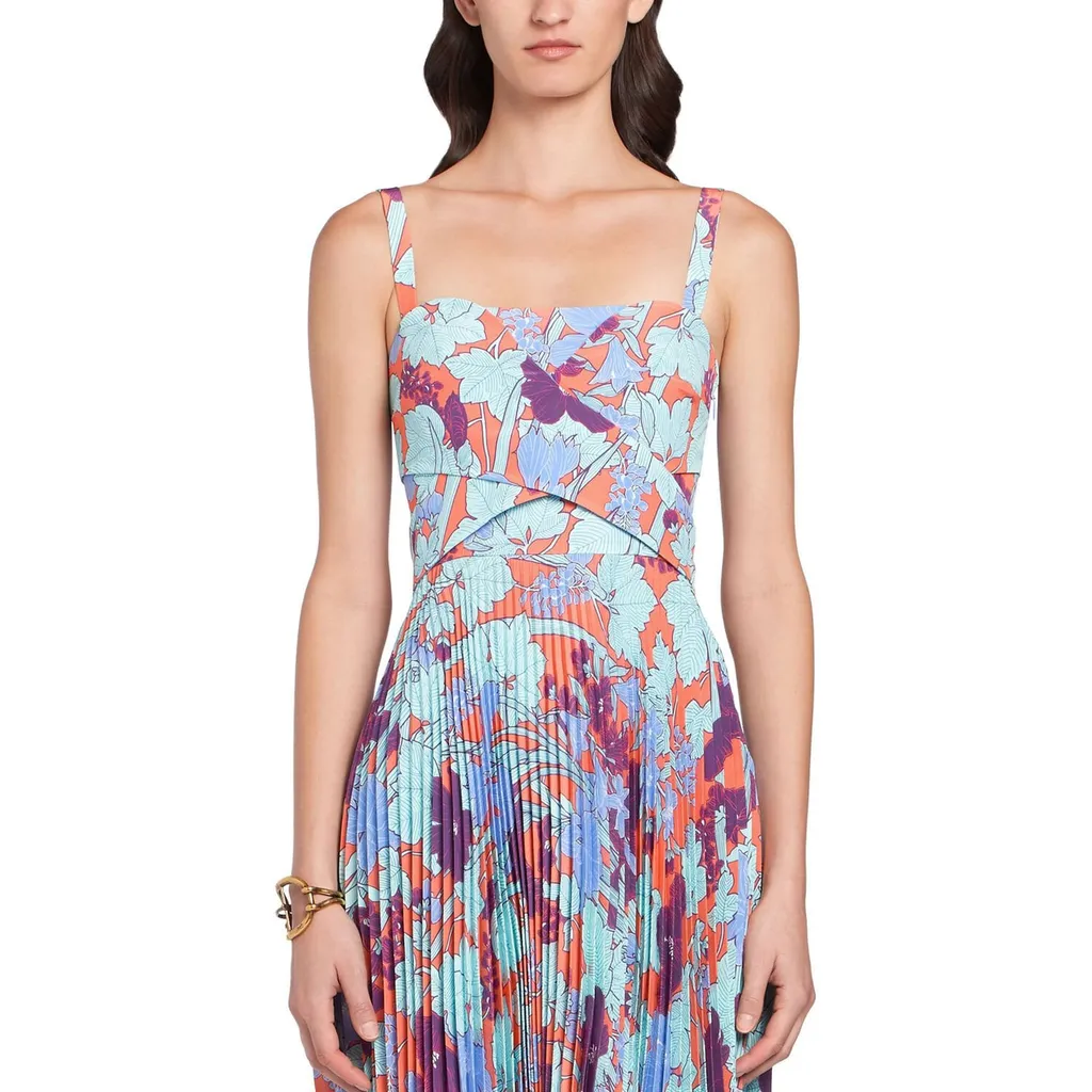 Roberto Cavalli Summer Garden Pleated Dress