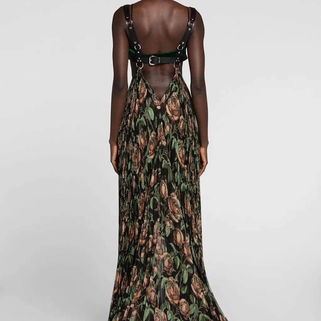 Roberto Cavalli Patterned Pleated Gown