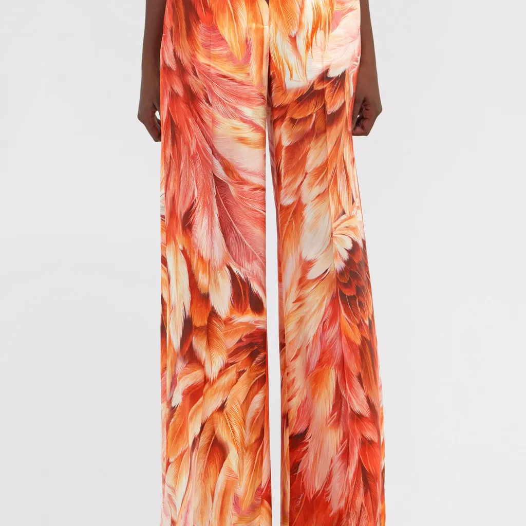 Roberto Cavalli Feather Print Trousers