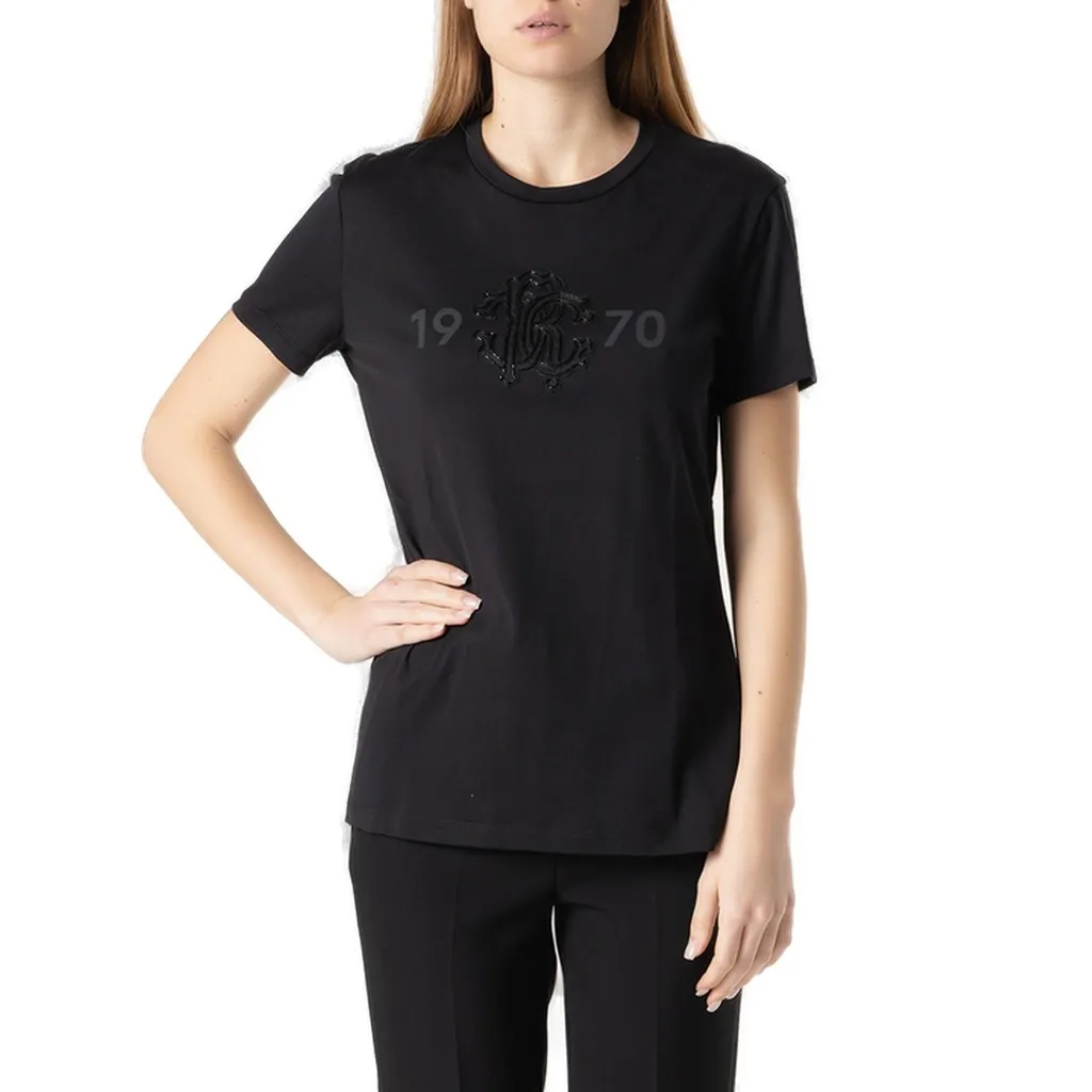 Roberto Cavalli Embellished-Logo Crewneck T-Shirt