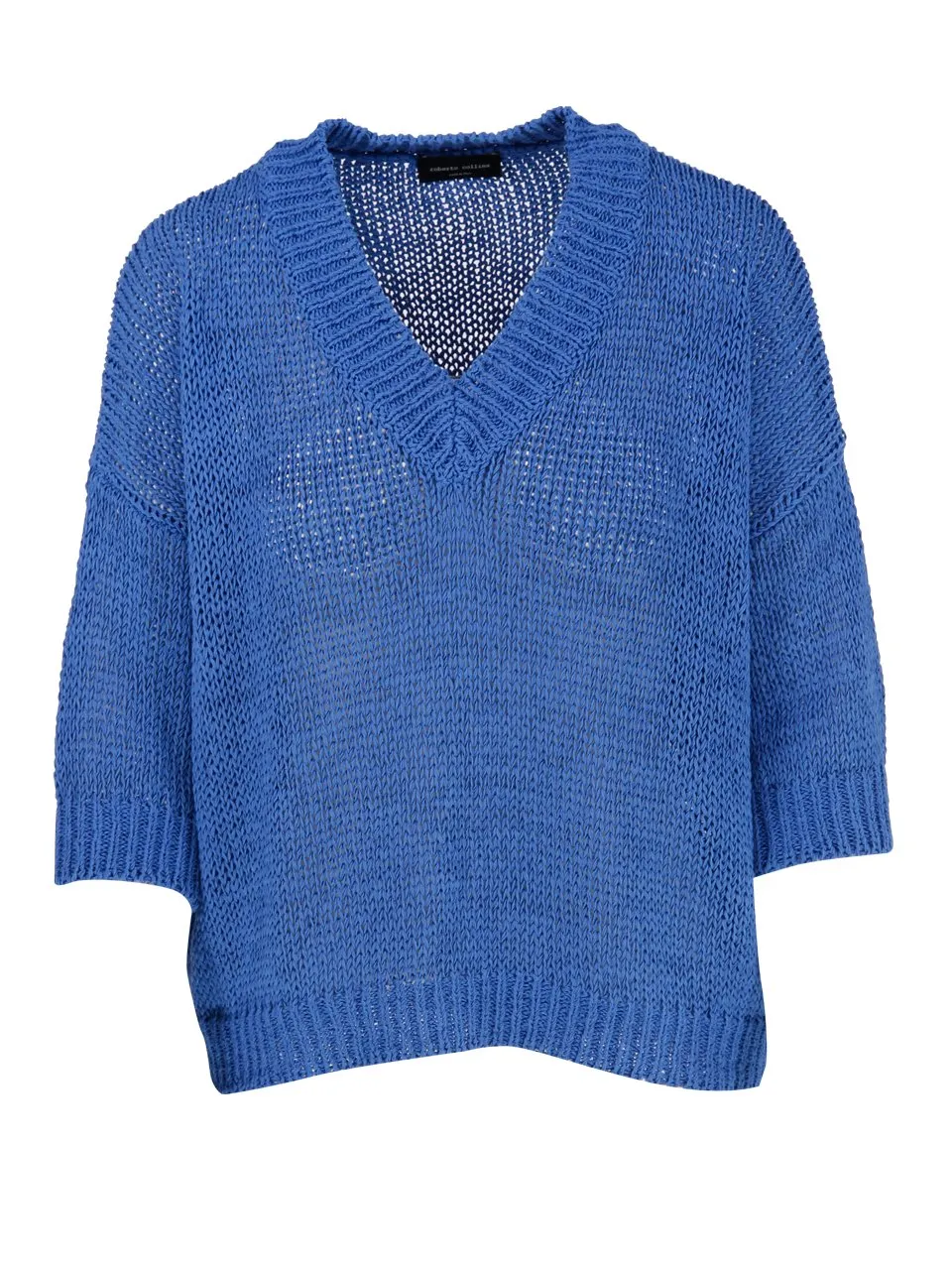 Roberto Collina V-Neck Short-Sleeve Knit Sweater