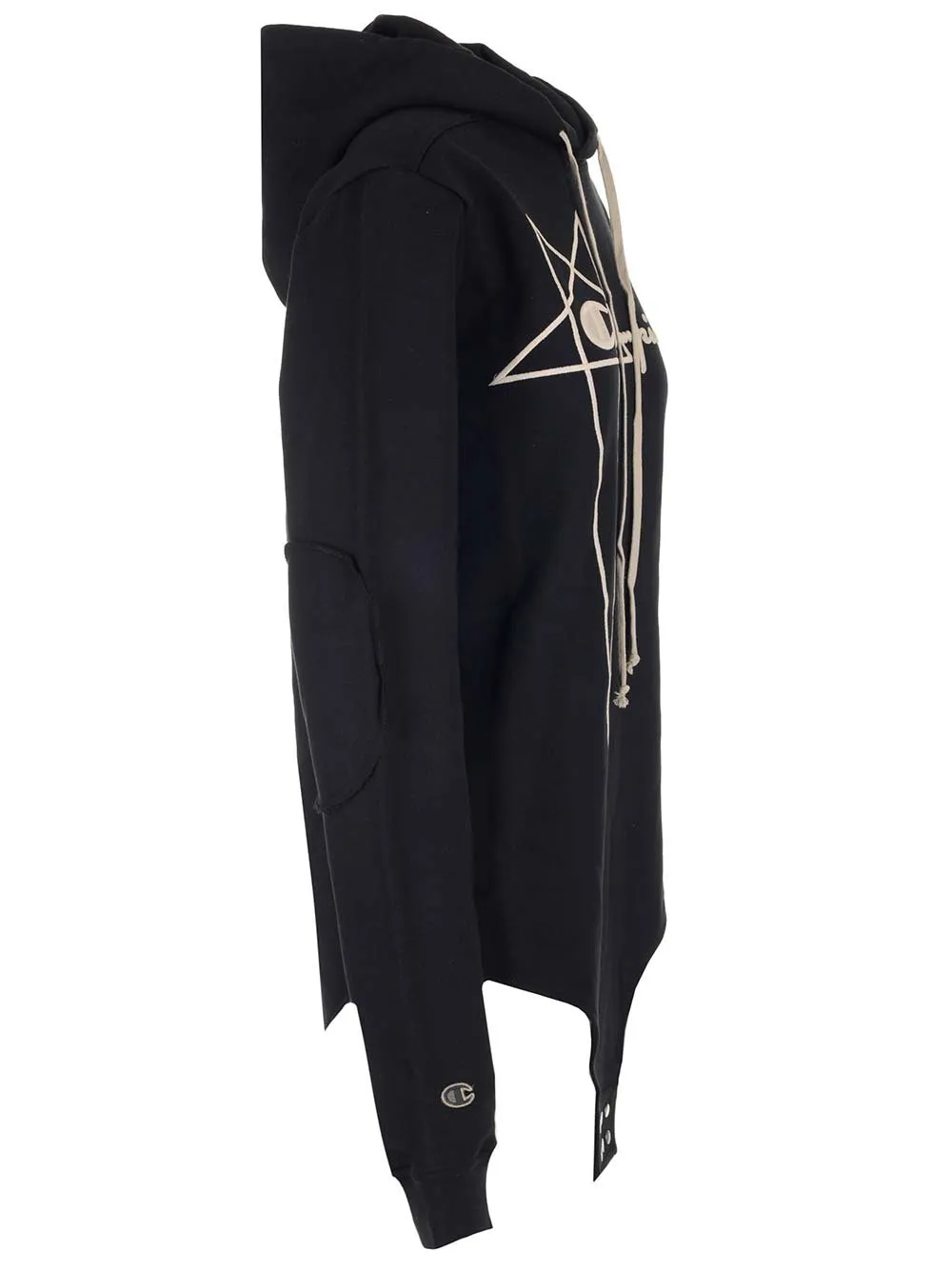 Rick Owens X Champion Logo Embroidered Drawstring Hooded Bodysuit