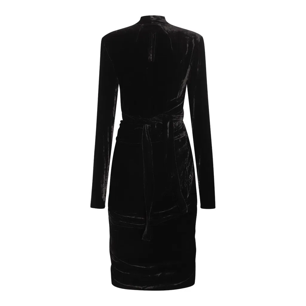 Rick Owens Wrapped Midi Velour Dress