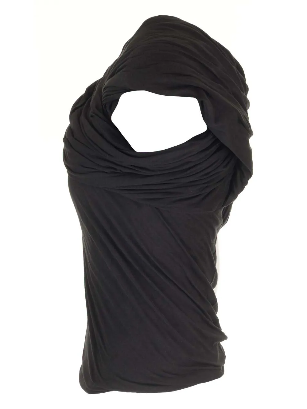Rick Owens Draped Ruched Asymmetric Neckline Top
