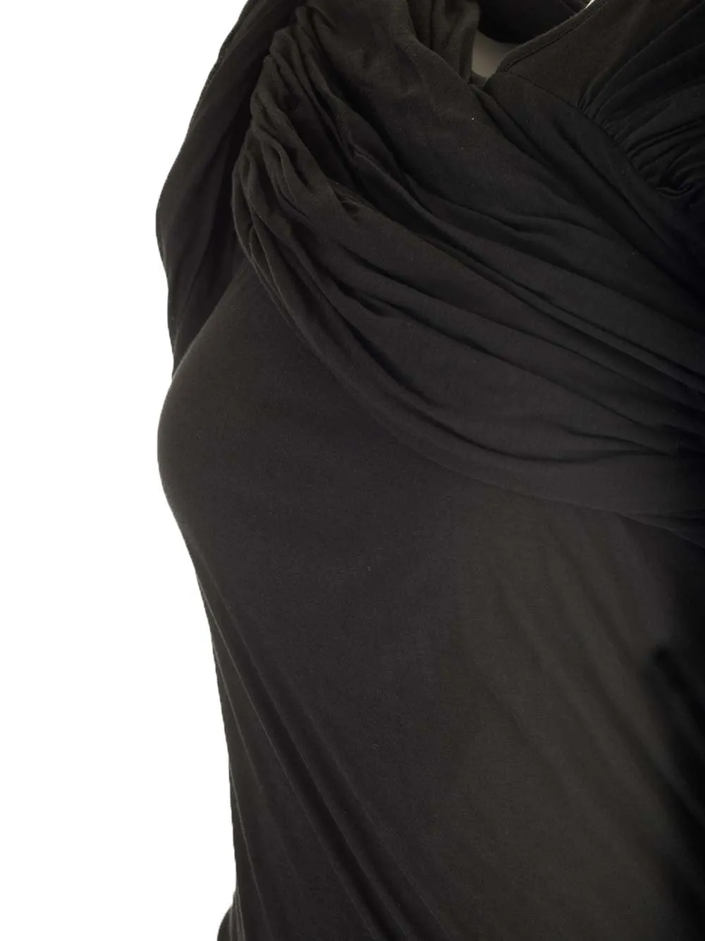 Rick Owens Draped Ruched Asymmetric Neckline Top