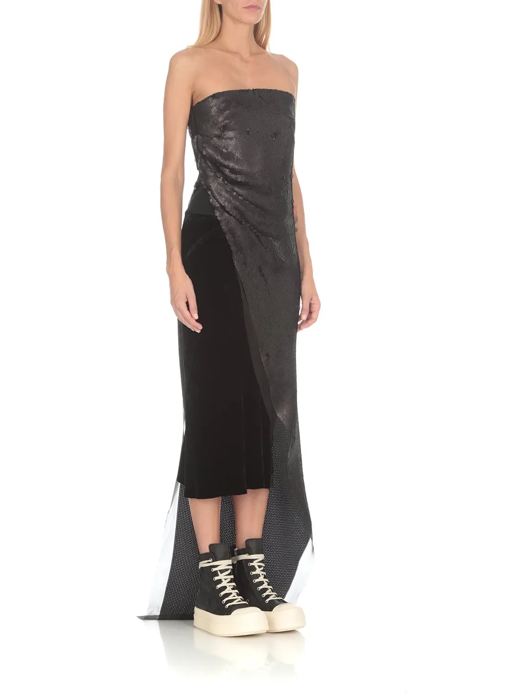 Rick Owens Sequin-Embellished Asymmetric Hem Long Top