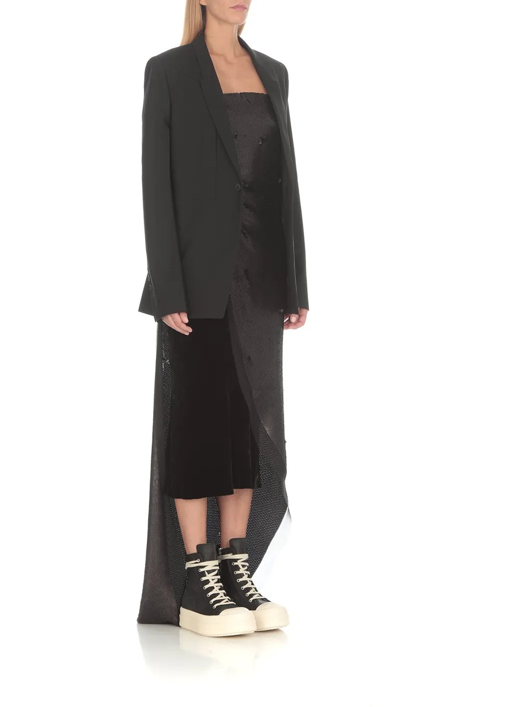 Rick Owens Sequin-Embellished Asymmetric Hem Long Top