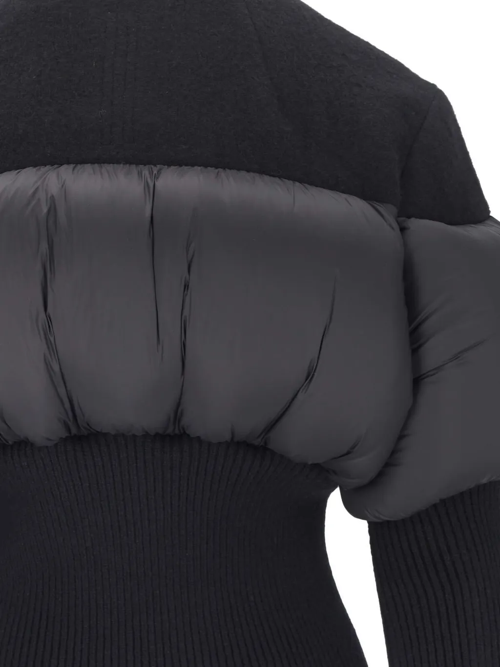 Rick Owens Panelled Padded-Sleeve Ribbed Jacket