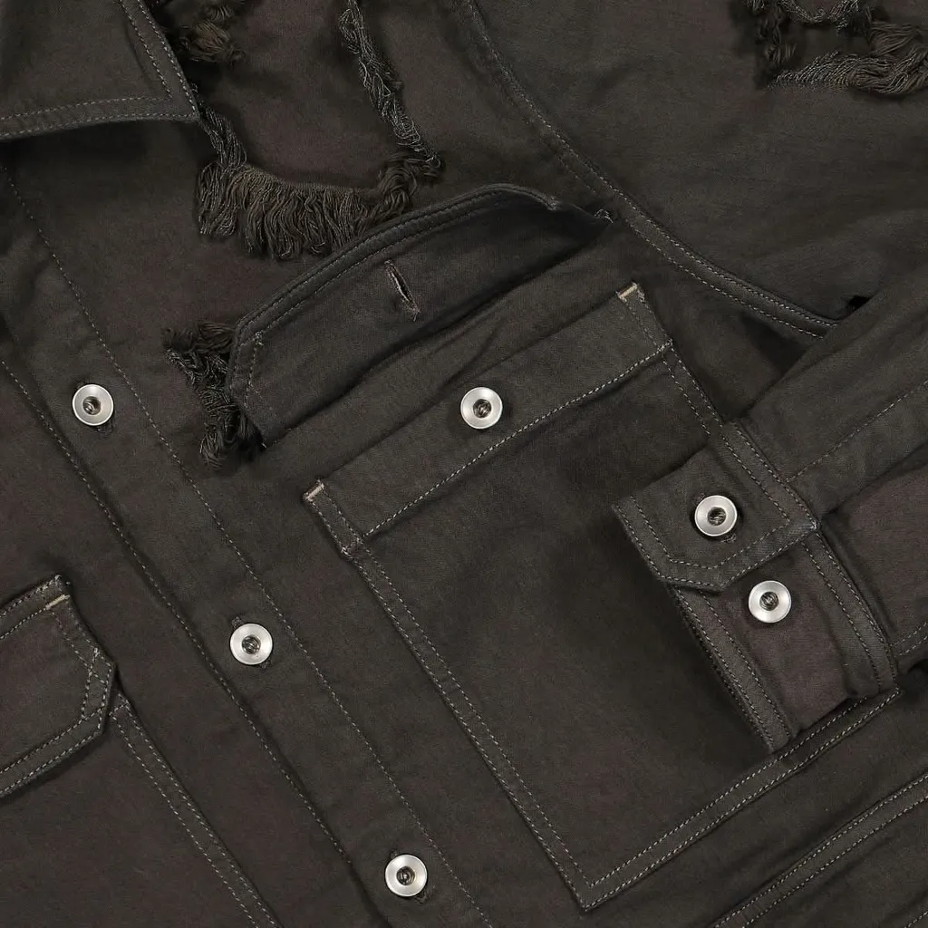 Rick Owens Drkshdw Long Sleeved Distressed Cropped Jacket