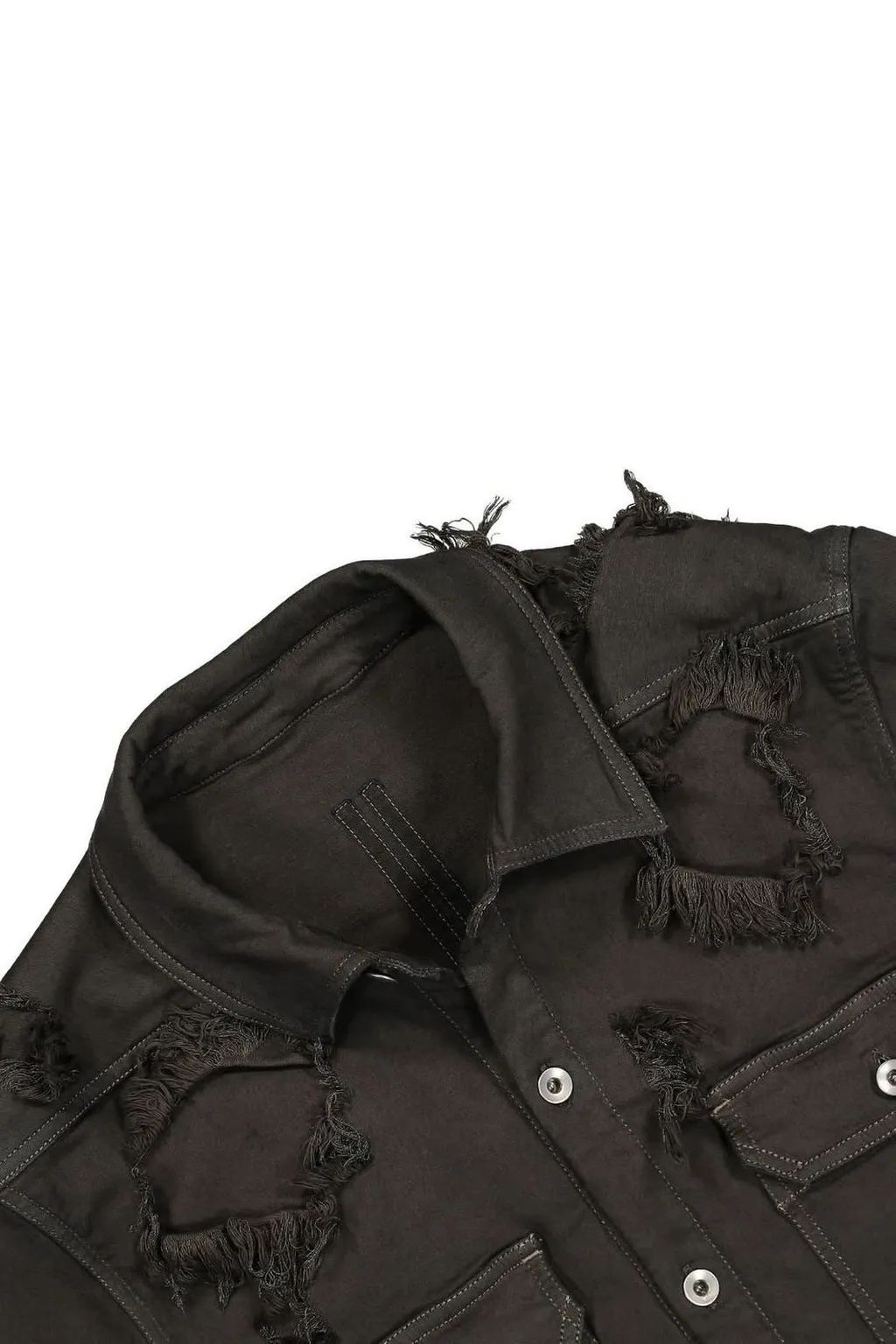 Rick Owens Drkshdw Long Sleeved Distressed Cropped Jacket