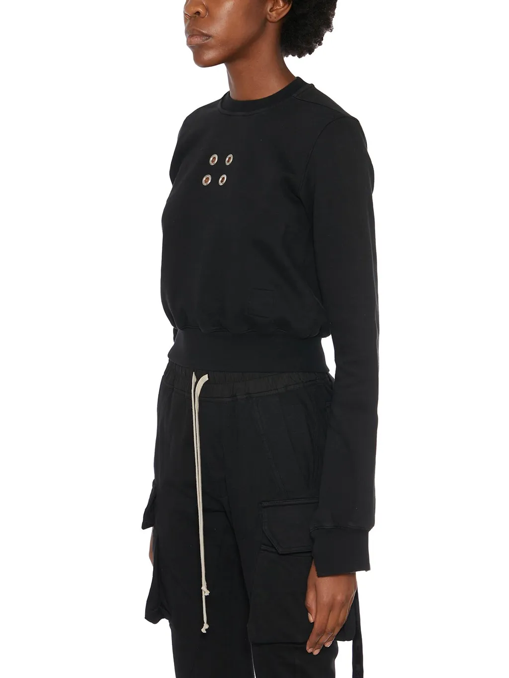 Rick Owens Drkshdw Eyelet-Embellished Cropped Crewneck Sweatshirt
