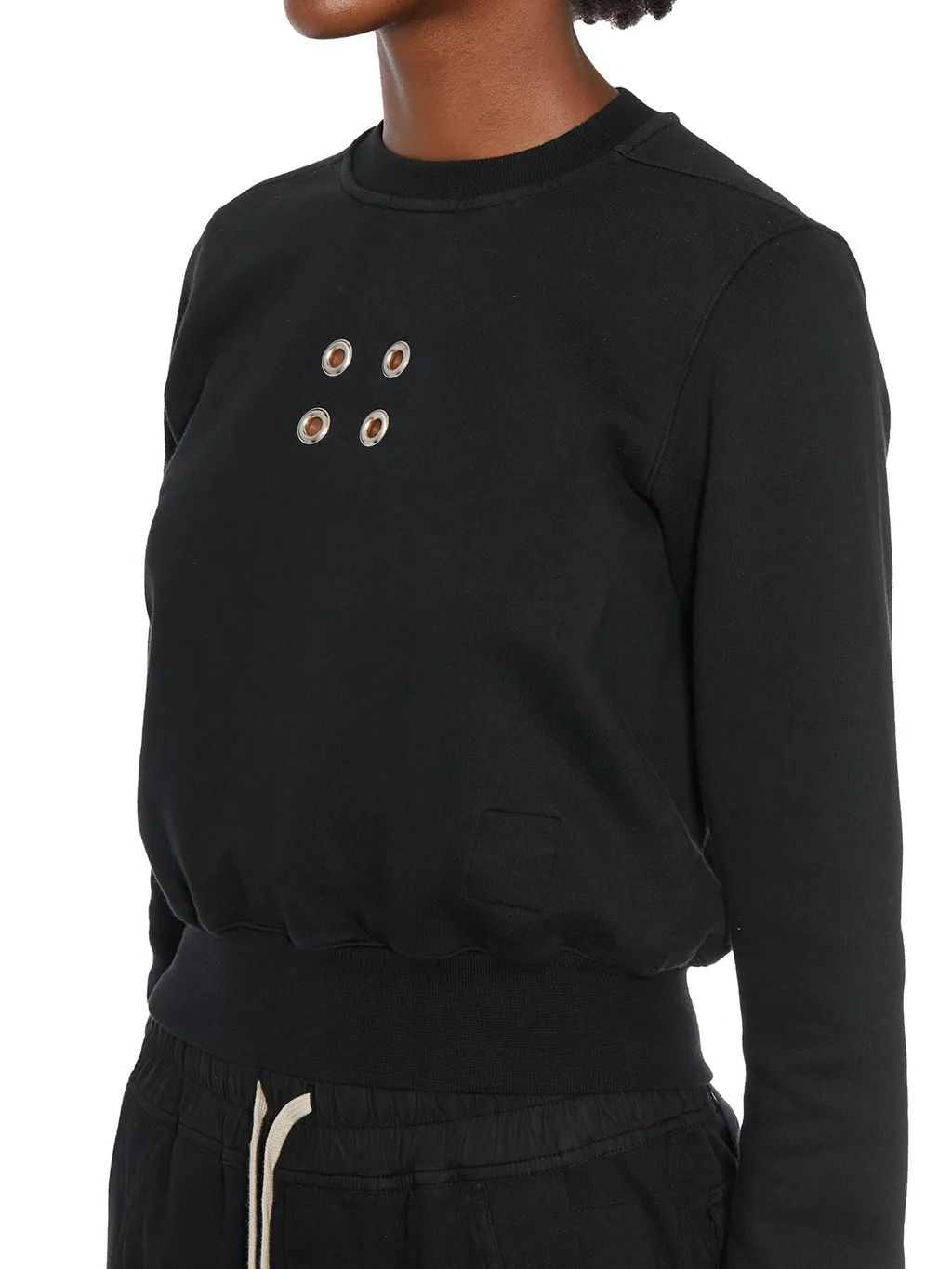 Rick Owens Drkshdw Eyelet-Embellished Cropped Crewneck Sweatshirt