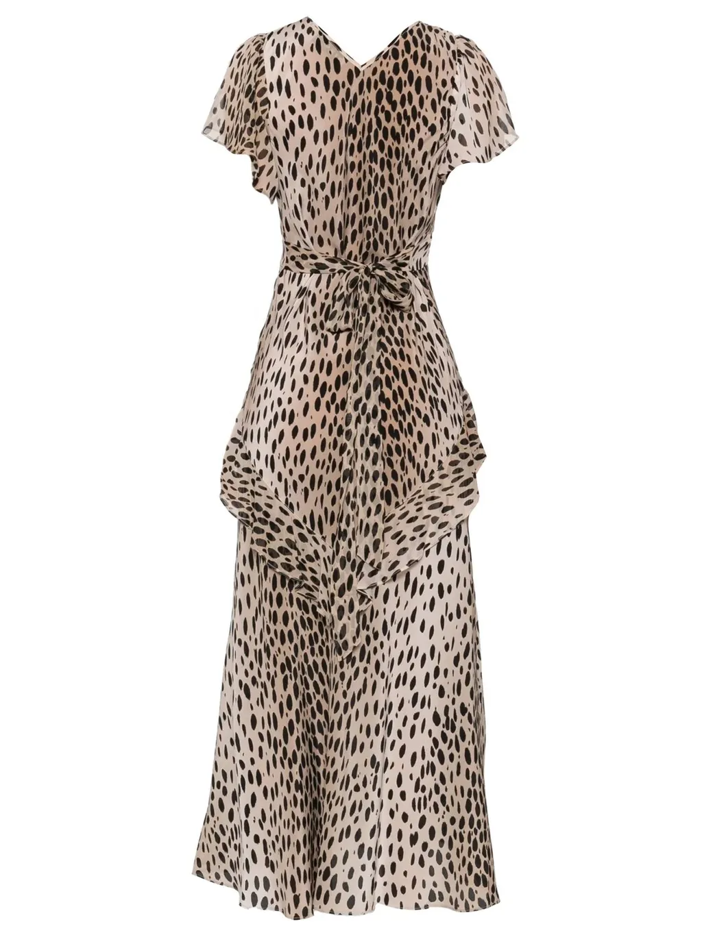 Rixo Leopard Printed V-Neck Dress
