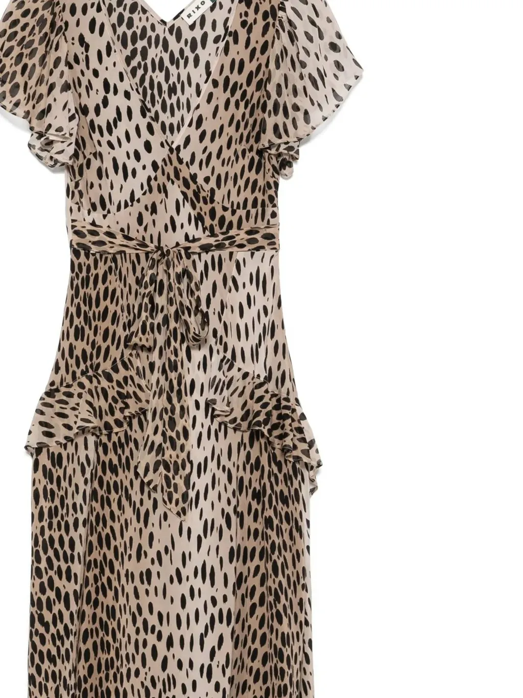 Rixo Leopard Printed V-Neck Dress