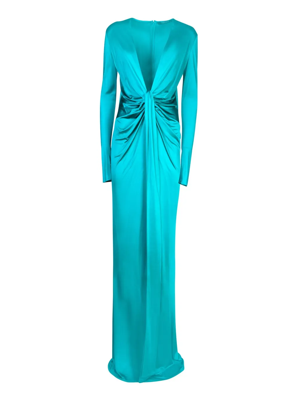 Roberto Cavalli Plunging V-Neck Gathered Gown