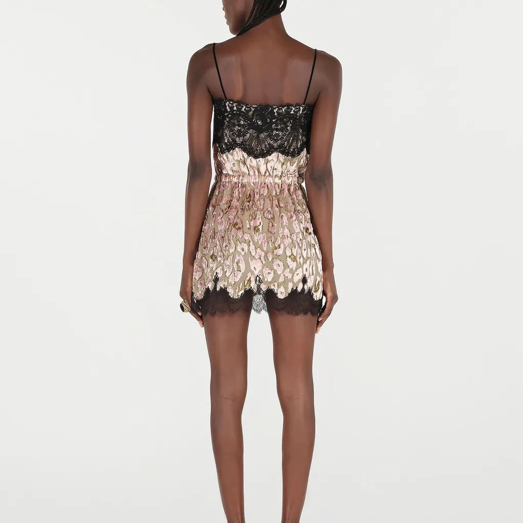 Roberto Cavalli Lace-Trim Mini Dress