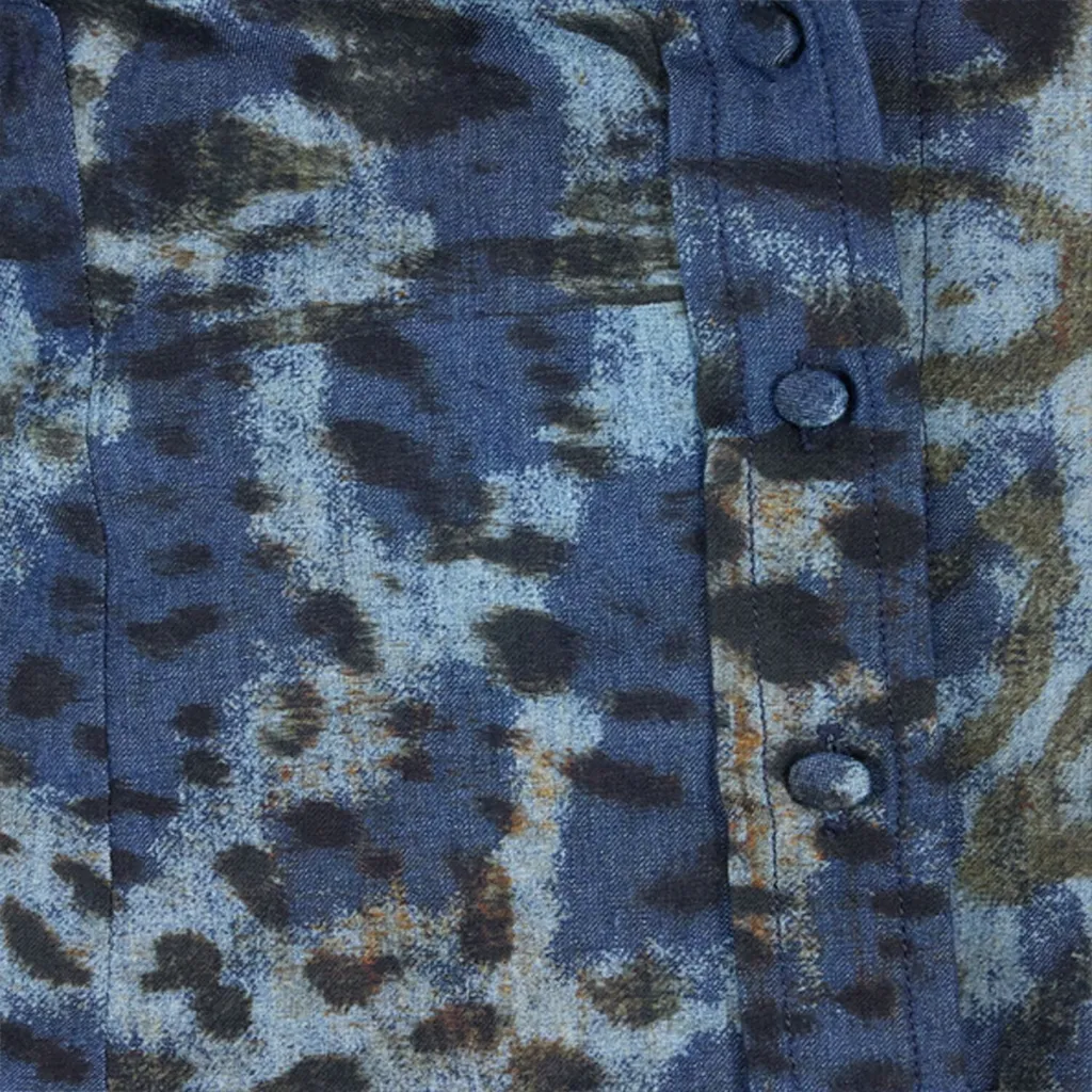 Roberto Cavalli Jaguar Print Denim Shirt