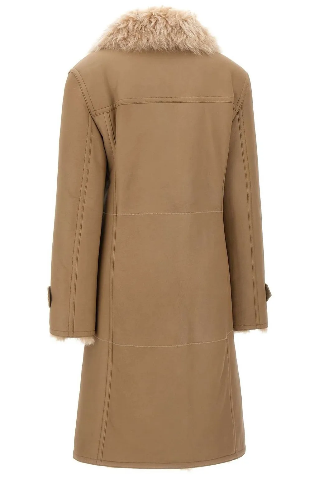 Rabanne Long Sleeved Shearling Neck Coat