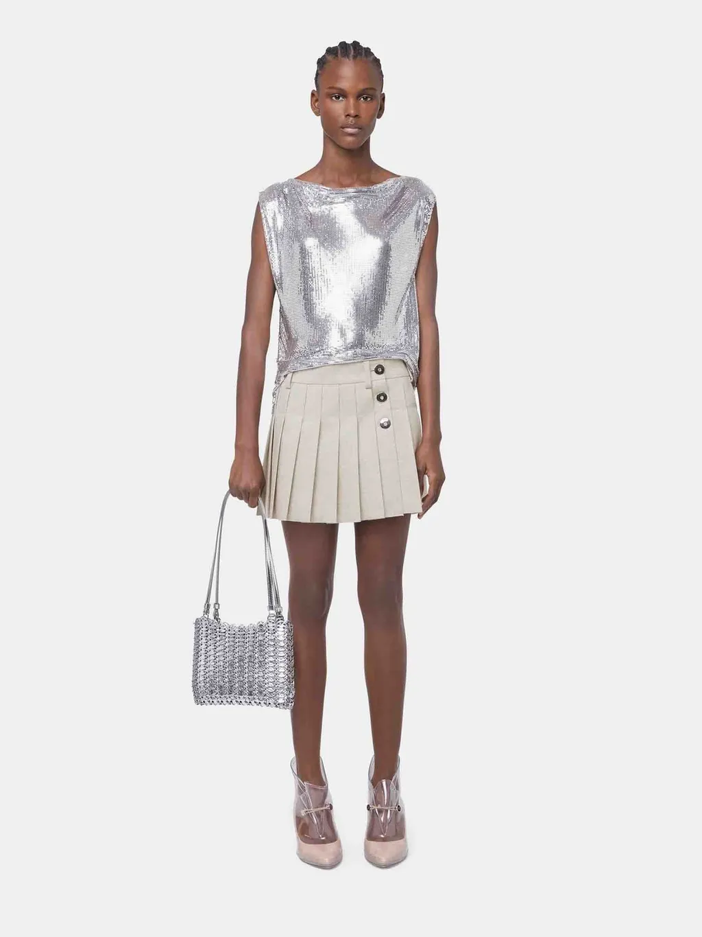 Rabanne Mini Pleated Skirt