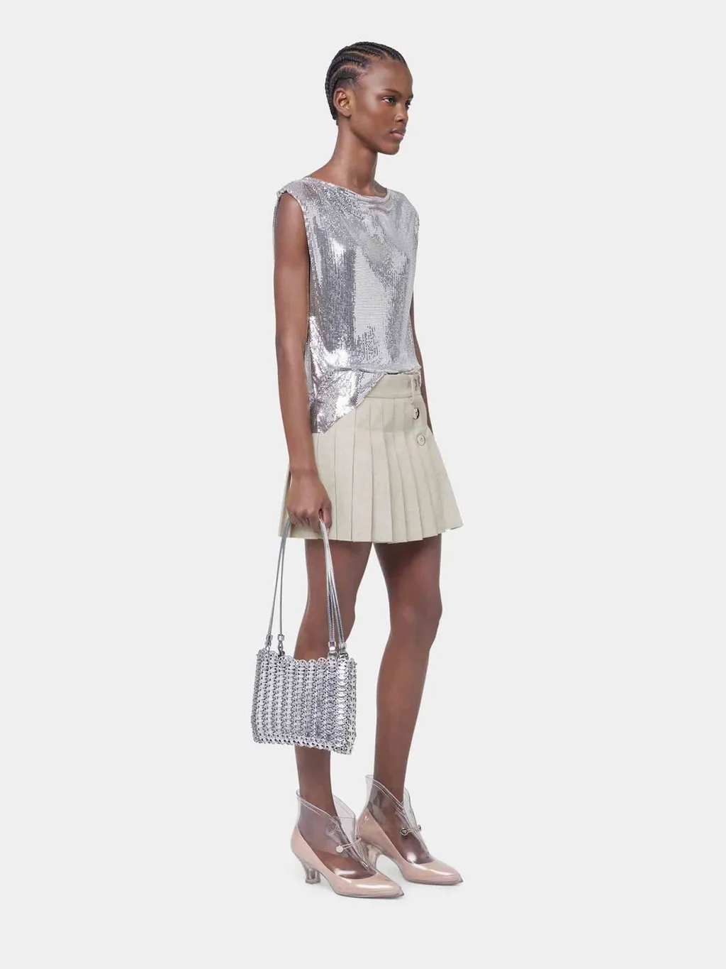 Rabanne Mini Pleated Skirt