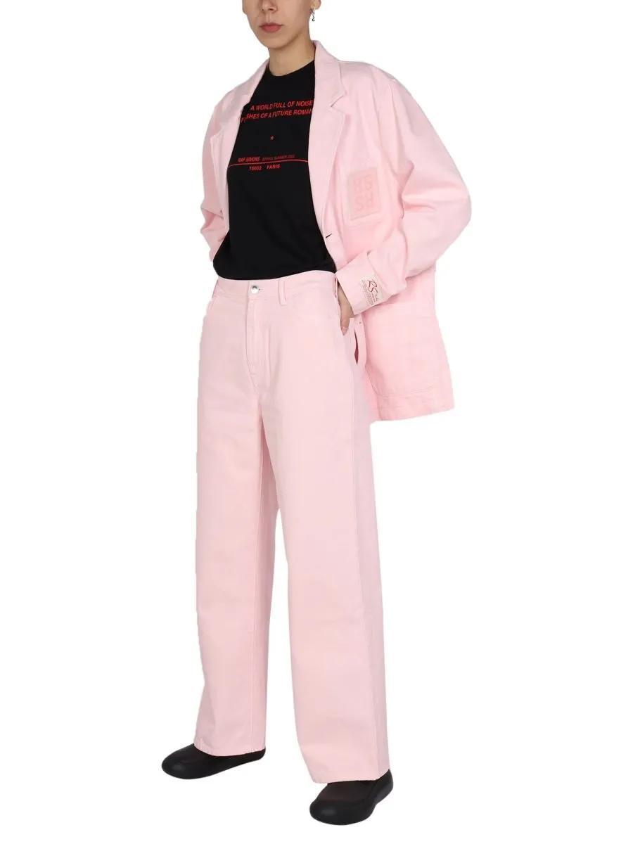Raf Simons Relaxed Fit Wide Leg Jeans