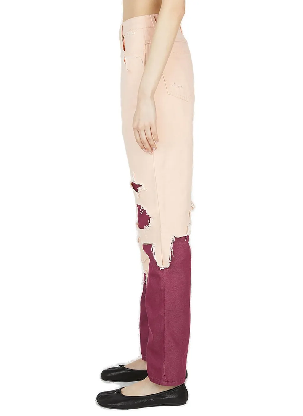 Raf Simons High Waist Distressed Jeans