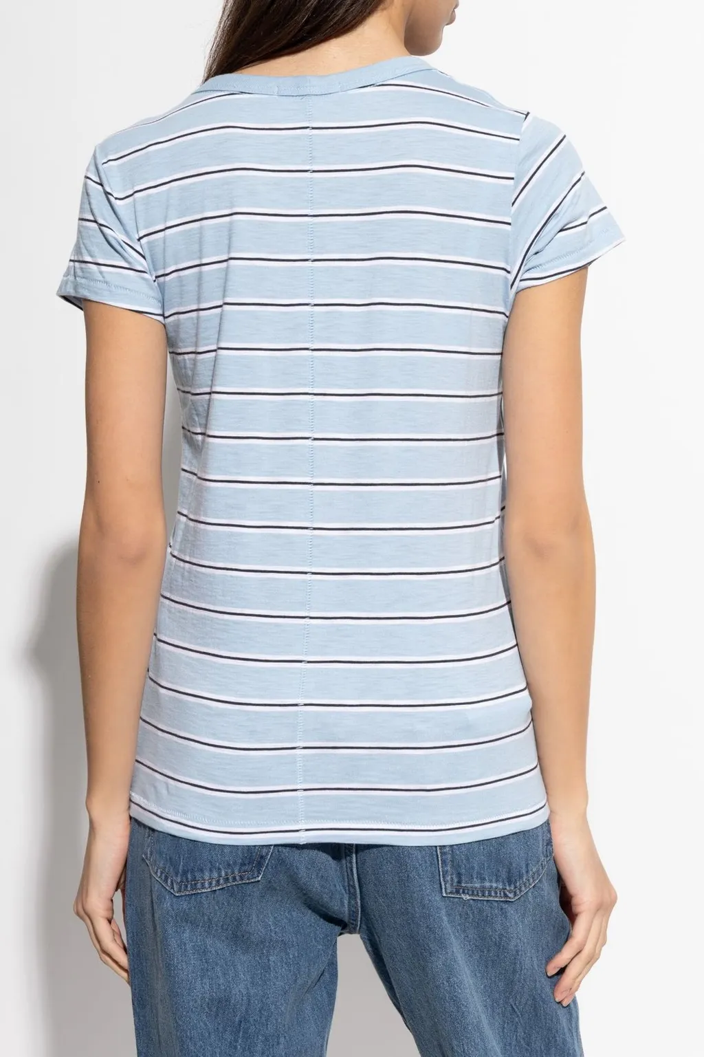 Rag & Bone Striped Printed Crewneck T-Shirt