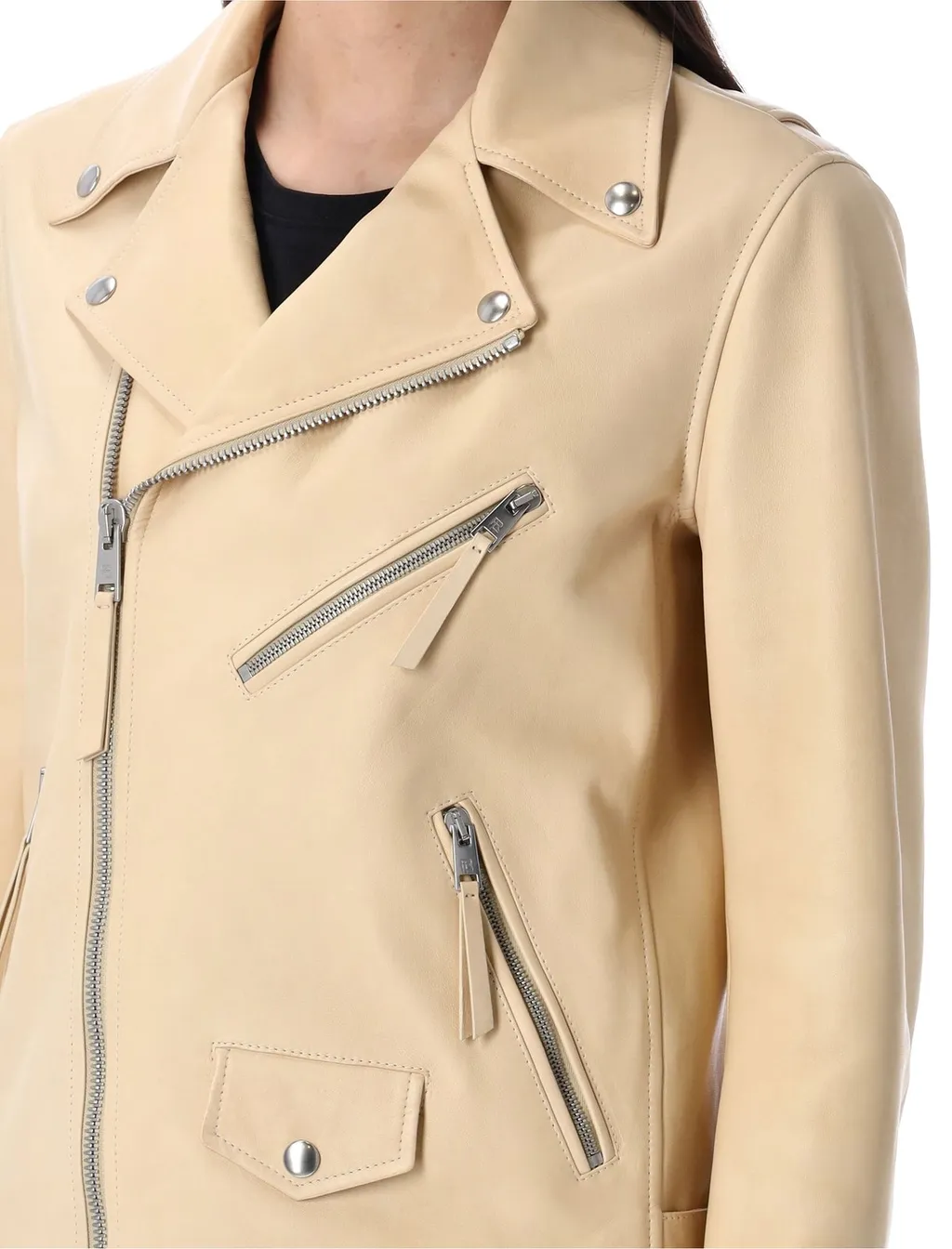 Ralph Lauren Zipped Leather Biker Jacket