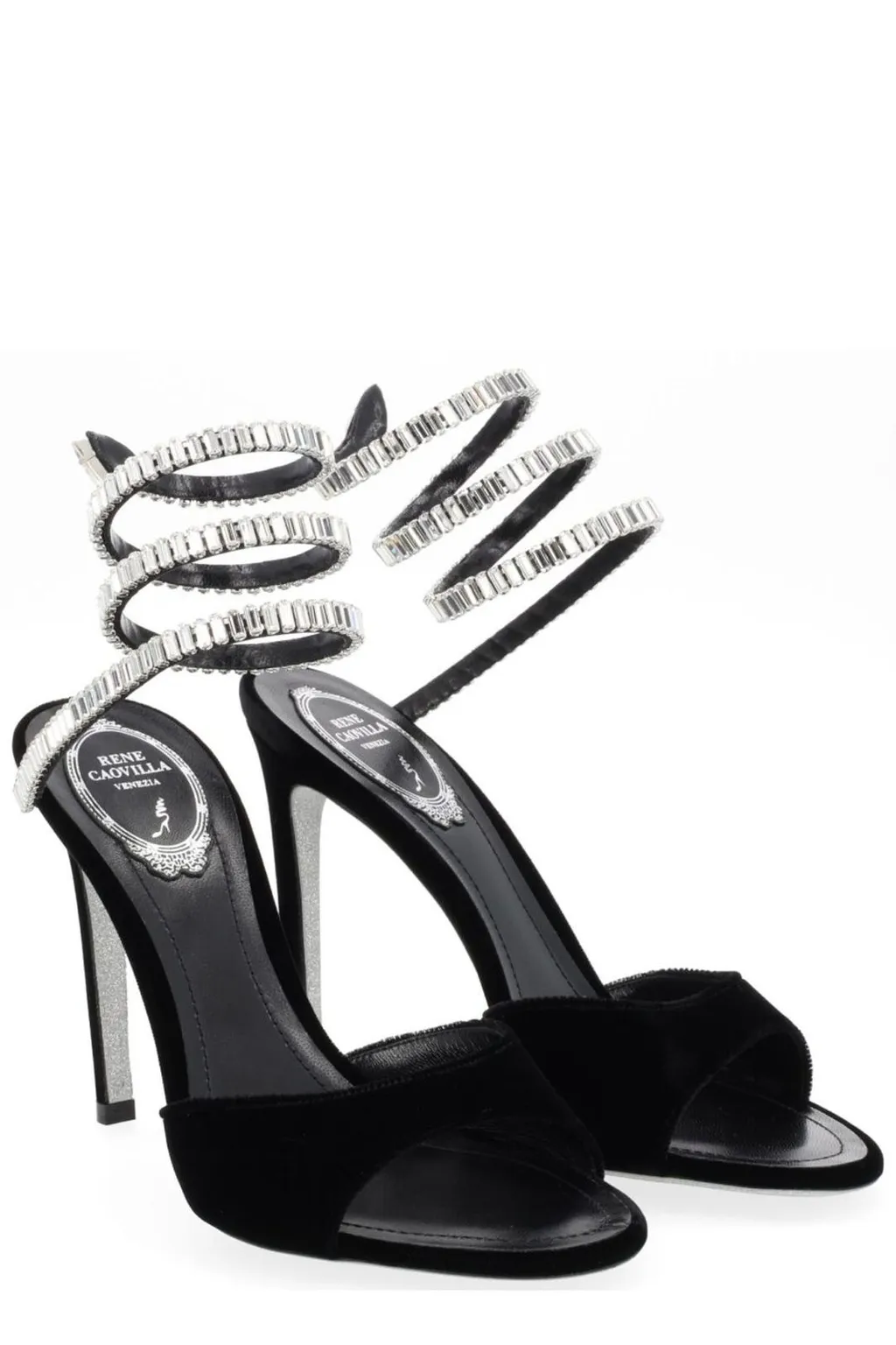 René Caovilla Spark Velvet Sandals