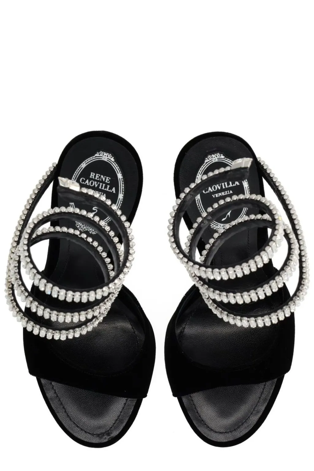 René Caovilla Spark Velvet Sandals