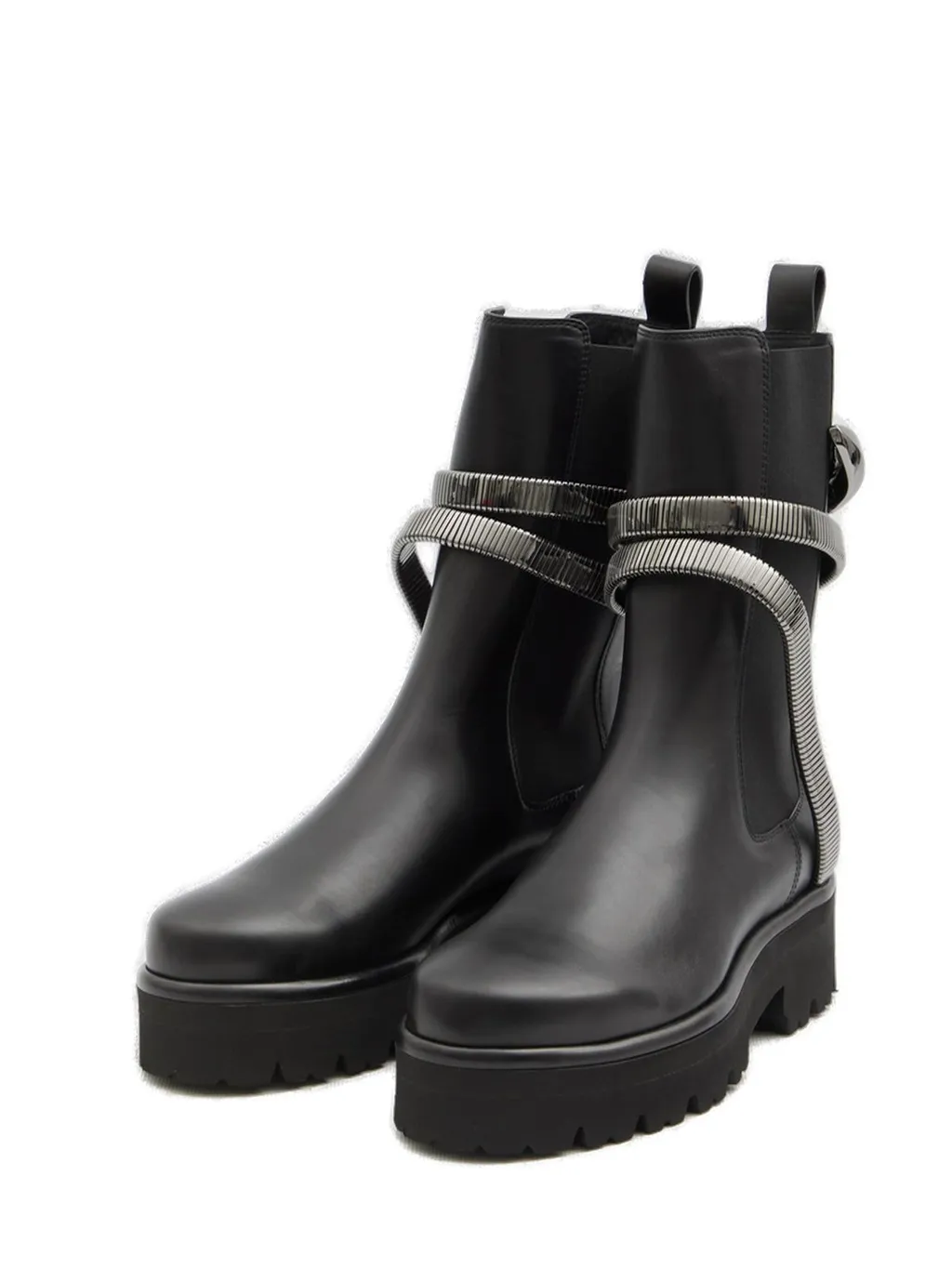 René Caovilla Juniper Wraparound Chain Snake Boots