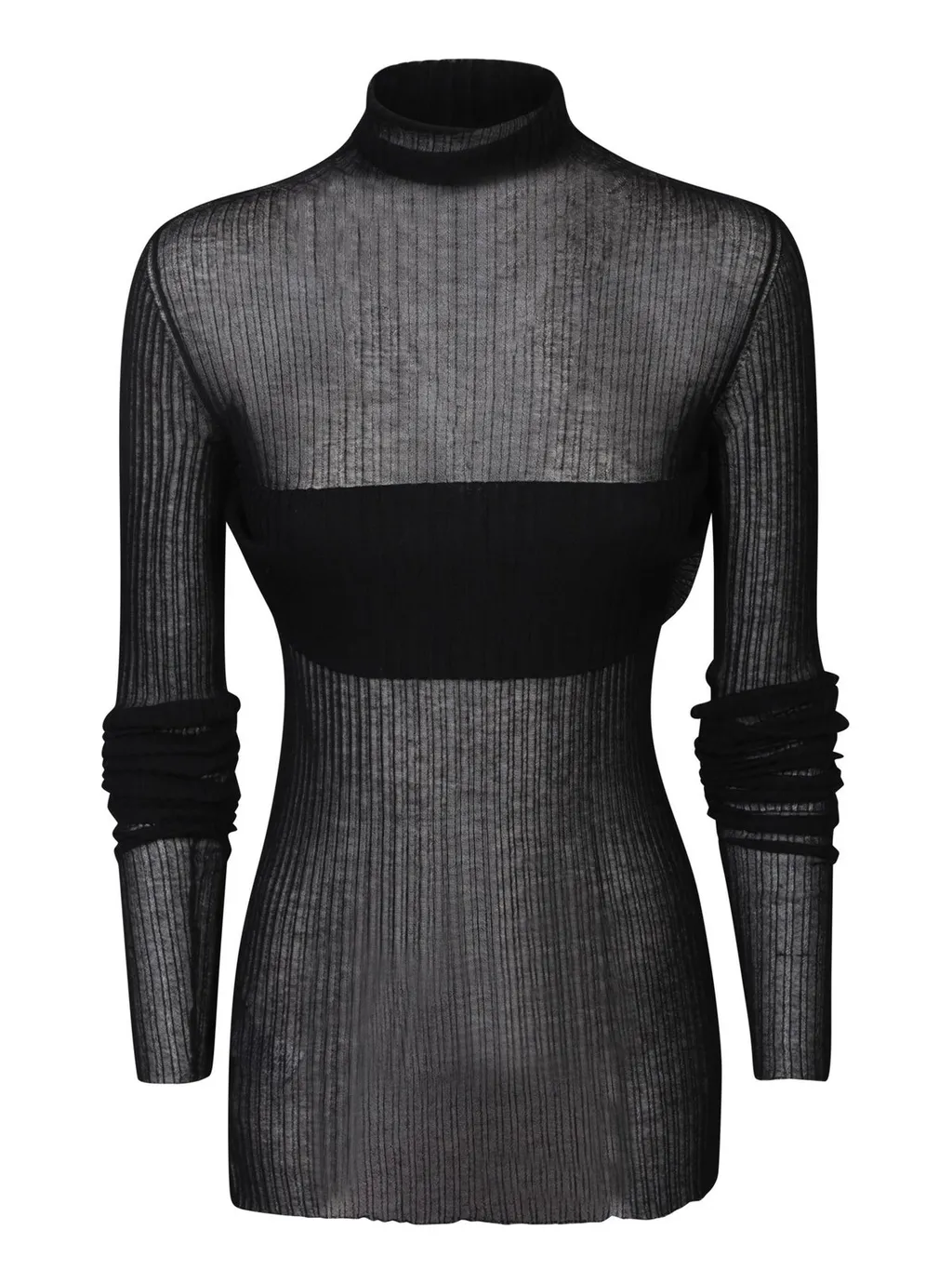 Quira Long Sleeve Sheer High Neck Top