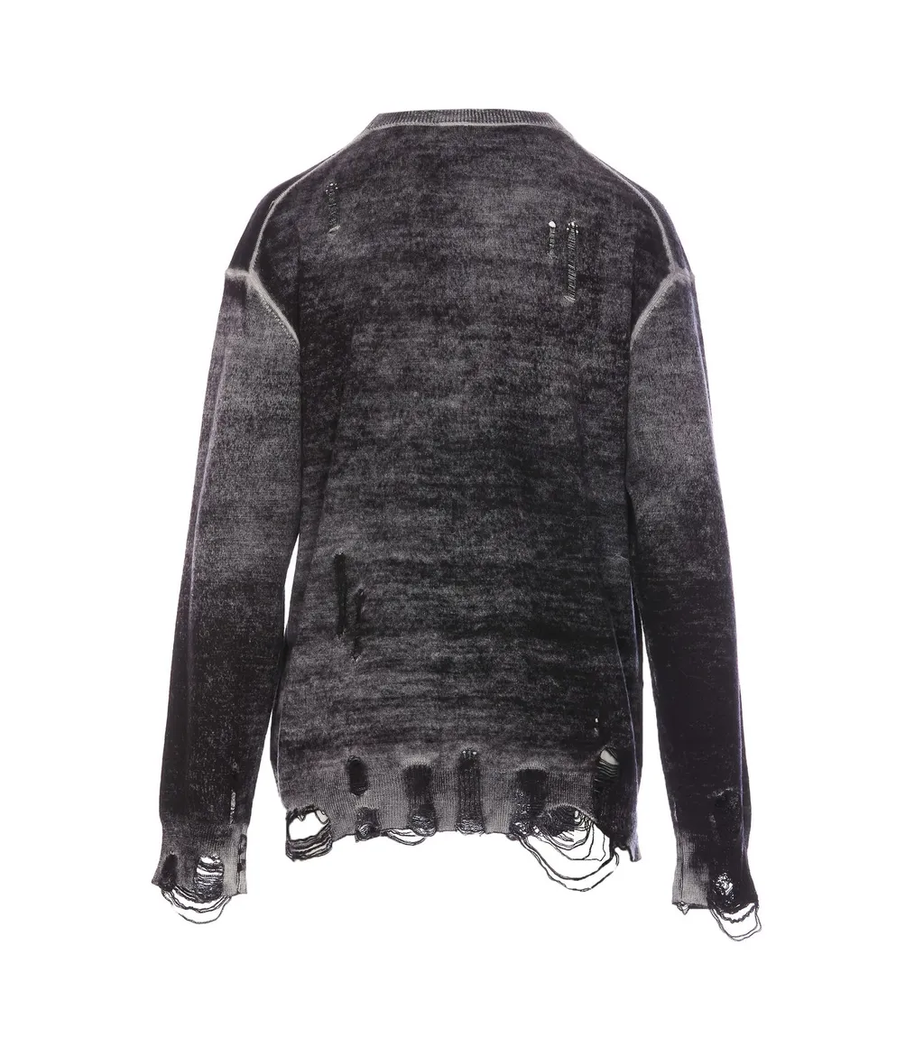 R13 Distressed V-Neck Button-Up Cardigan