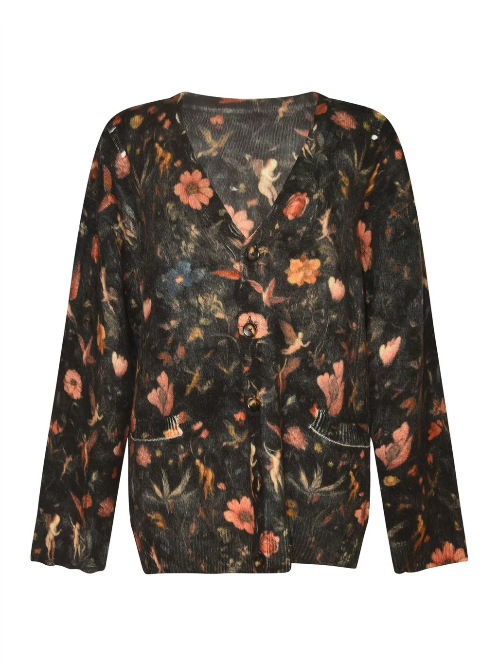 R13 Boyfirend Floral Jacquard V-Neck Cardigan