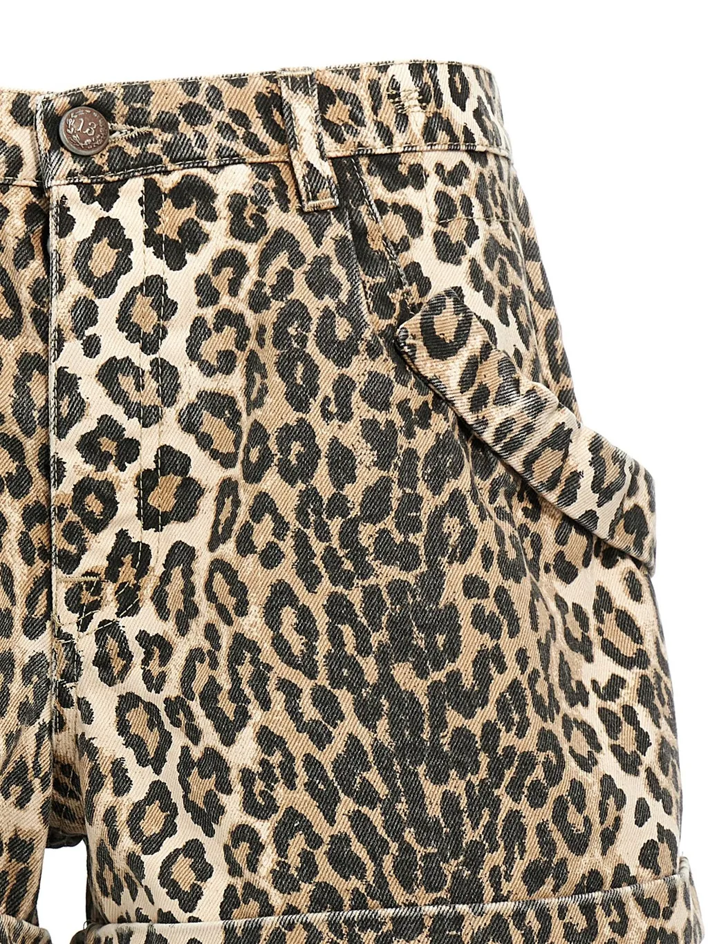 R13 Leopard Printed Pouch Pocket Shorts
