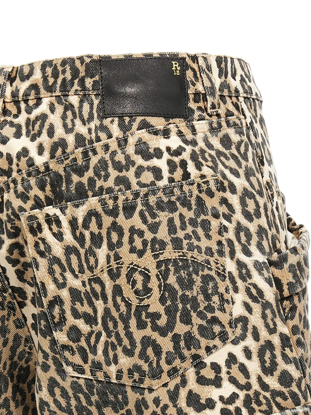 R13 Leopard Printed Pouch Pocket Shorts